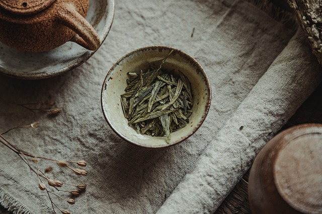 Longjing green tea in a local bowl